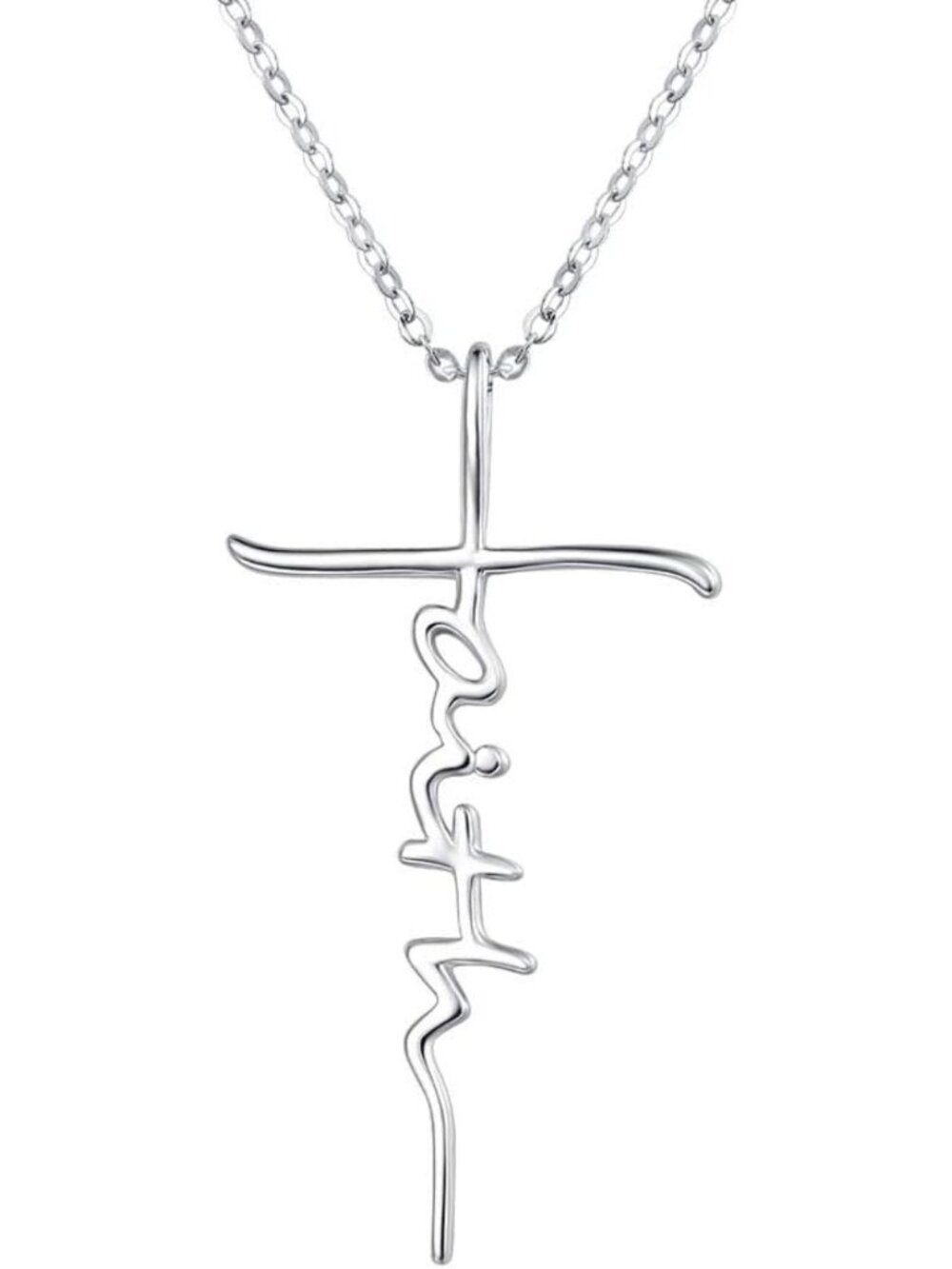 925 Sterling Silver Faith Cross Necklace with Birthstone Initial - Perfect Gift